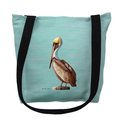 Betsy Drake Betsydrake TY035CG 18 x 18 in. Pelican on Aqua Left Tote Bag - Large TY035CG